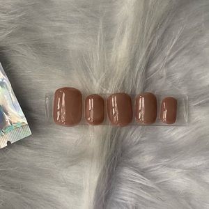 10pcs Extra Short Square Brown Press on Nails
